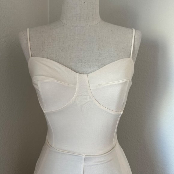 Reformation A Line Dress Sweetheart Midi Pullover Spaghetti Straps Ivory Color S - Picture 5 of 10